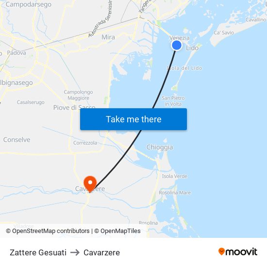Zattere Gesuati to Cavarzere map