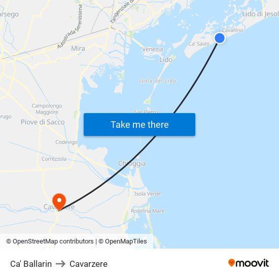 Ca' Ballarin to Cavarzere map