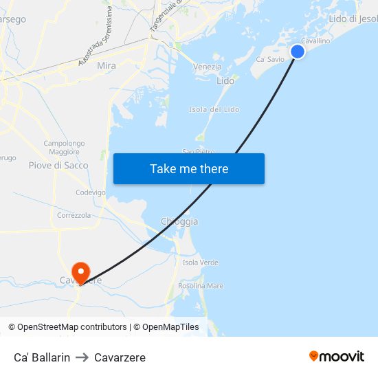 Ca' Ballarin to Cavarzere map