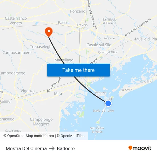 Cinema Exhibition to Badoere map