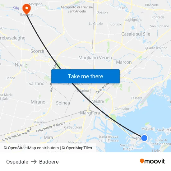 Hospital to Badoere map