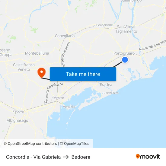 Concordia - Via Gabriela to Badoere map