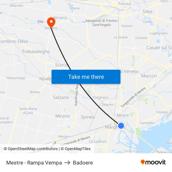 Mestre - Rampa Vempa to Badoere map