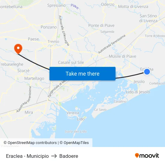 Eraclea - Municipio to Badoere map