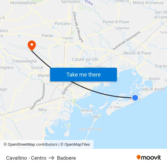 Cavallino - Centro to Badoere map