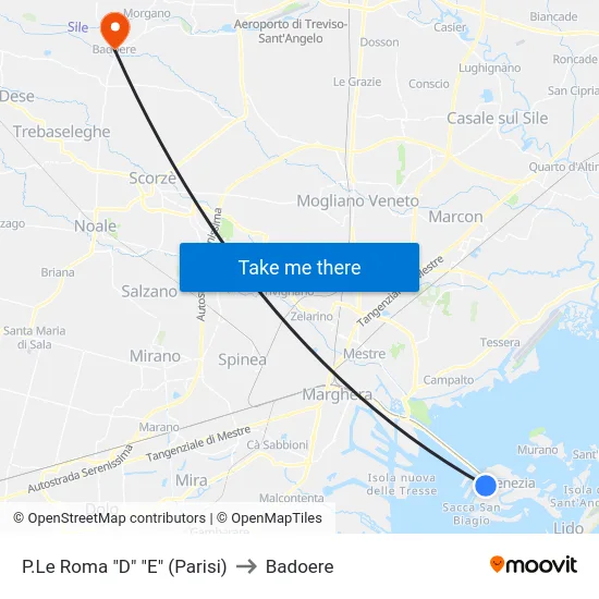 P.Le Roma "D" "E" (Parisi) to Badoere map