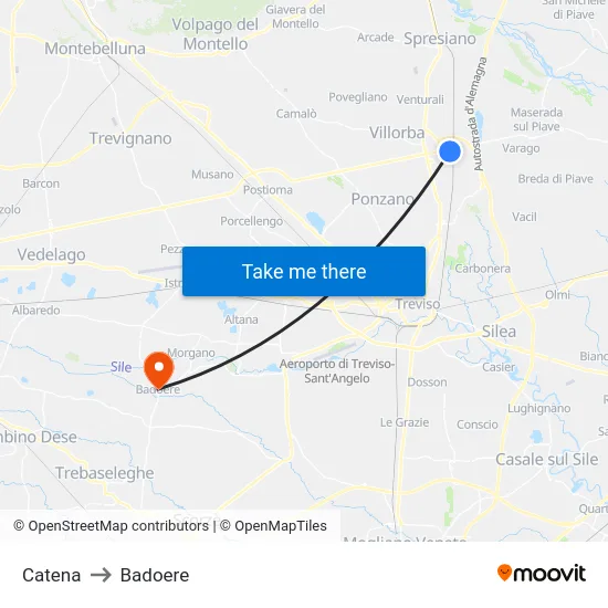 Catena to Badoere map