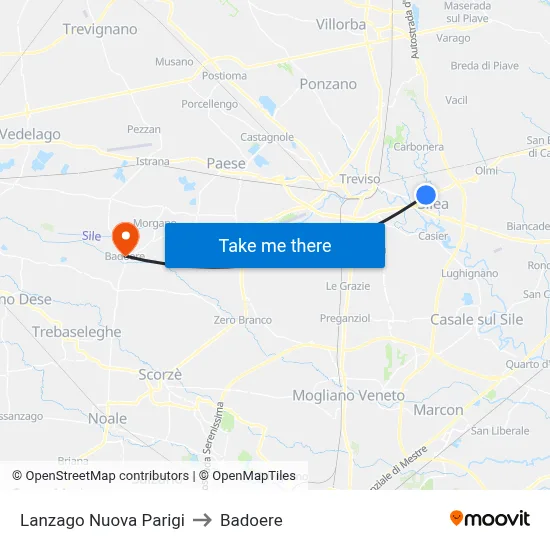 Lanzago New Paris to Badoere map