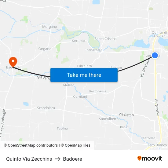 Quinto Via Zecchina to Badoere map