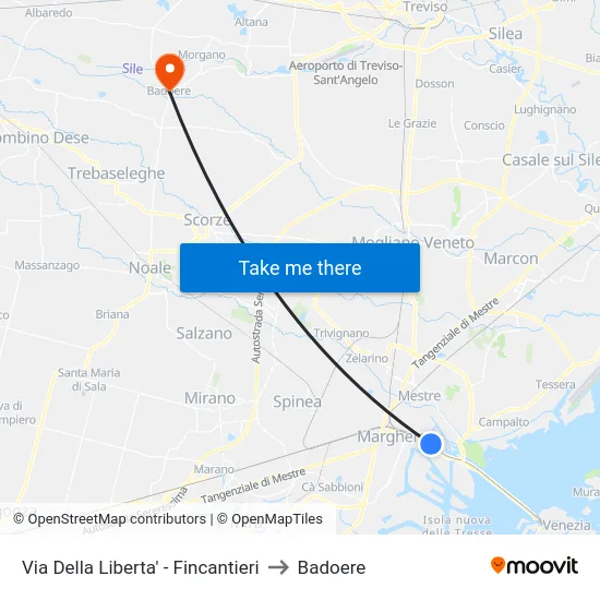 Via Della Liberta' - Fincantieri to Badoere map