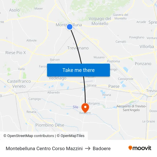 Montebelluna  Centro Corso Mazzini to Badoere map