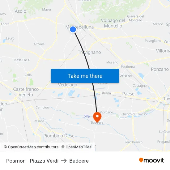 Posmon - Verdi Square to Badoere map