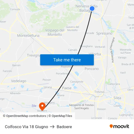 Colfosco Via 18 Giugno to Badoere map