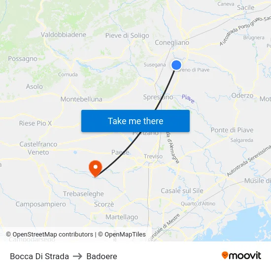 Bocca Di Strada to Badoere map