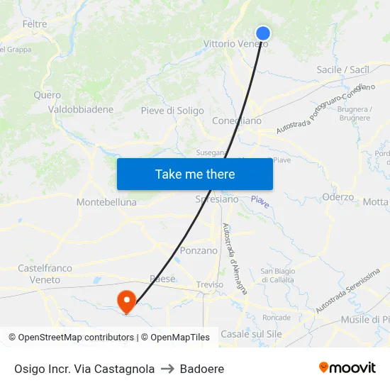 Osigo at Via Castagnola to Badoere map