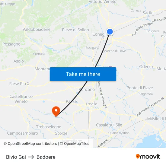 Bivio Gai to Badoere map