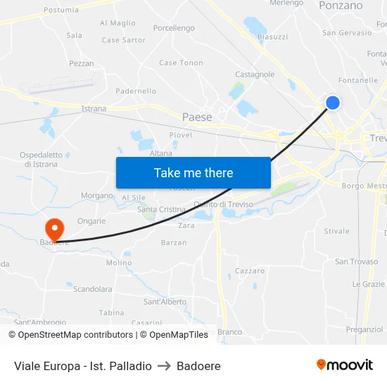 Europa Avenue - Palladio Institute to Badoere map
