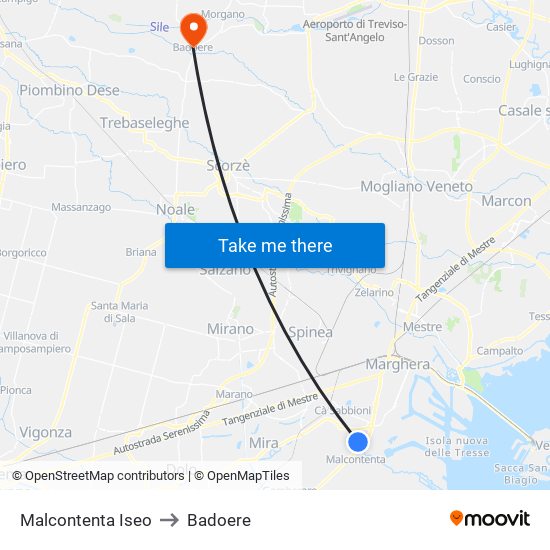 Malcontenta Iseo to Badoere map