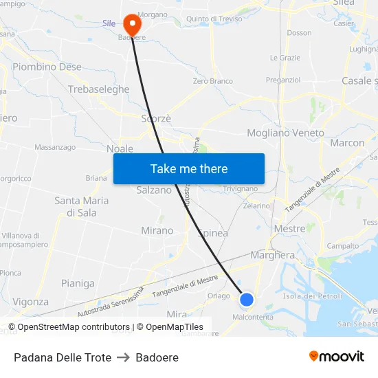 Padana Trout Road to Badoere map