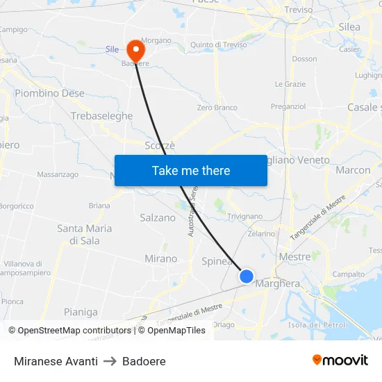 Miranese Forward to Badoere map