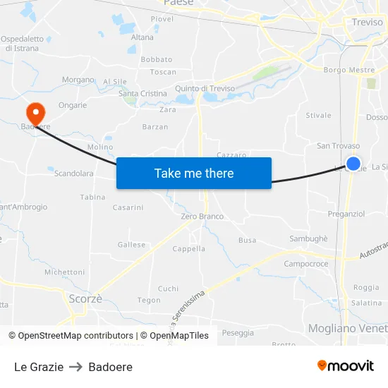The Graces to Badoere map