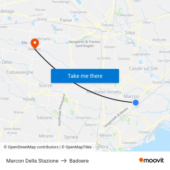 Marcon Della Stazione to Badoere map