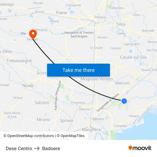Dese Centro to Badoere map