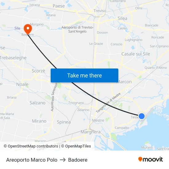 Areoporto Marco Polo to Badoere map