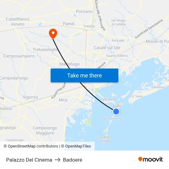 Cinema Palace to Badoere map
