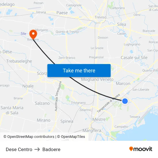 Dese Center to Badoere map