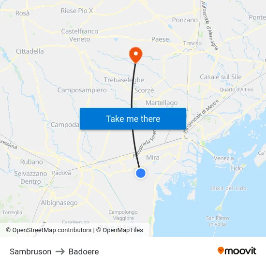 Sambruson to Badoere map