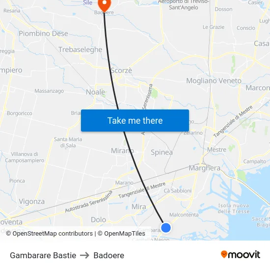Gambarare Bastie to Badoere map