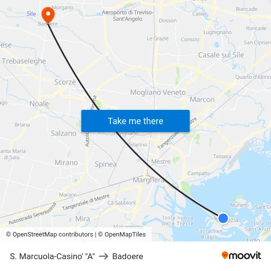 S. Marcuola-Casino' "A" to Badoere map