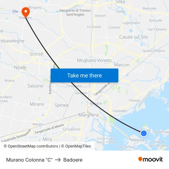 Murano Colonna "C" to Badoere map