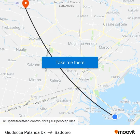 Giudecca Palanca Dx to Badoere map