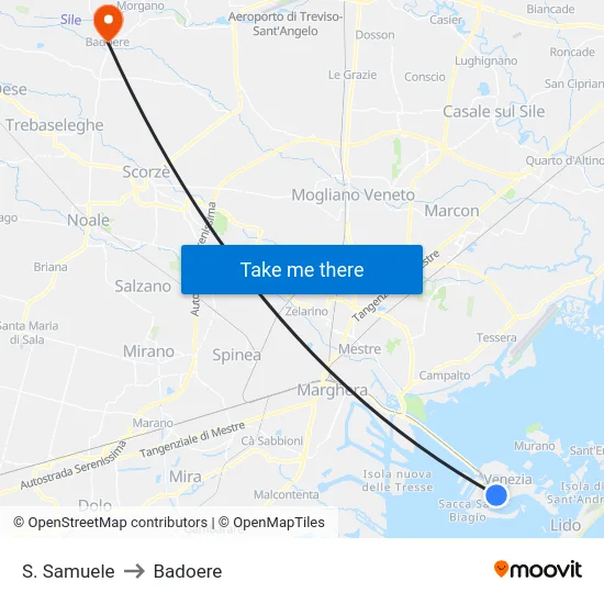 S. Samuele to Badoere map