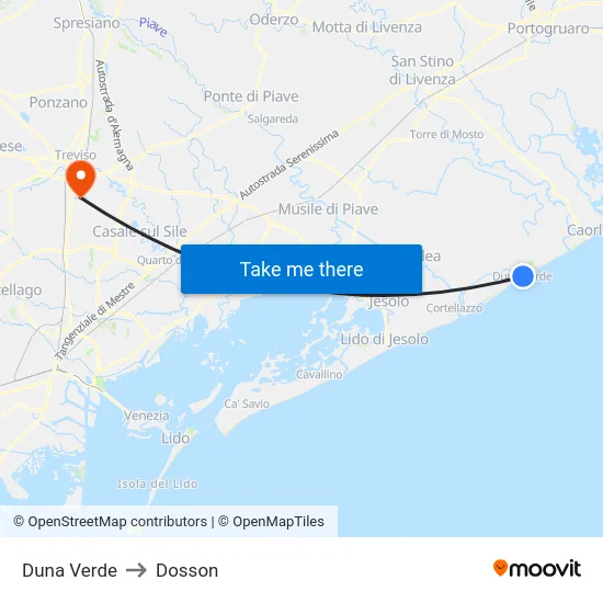 Duna Verde to Dosson map