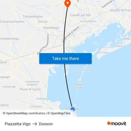 Piazzetta Vigo to Dosson map