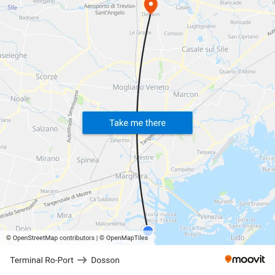 Ro-Port Terminal to Dosson map
