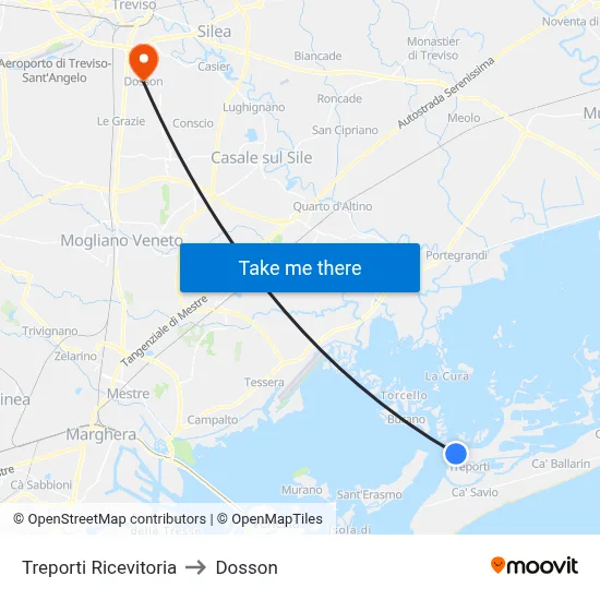 Treporti Ricevitoria to Dosson map