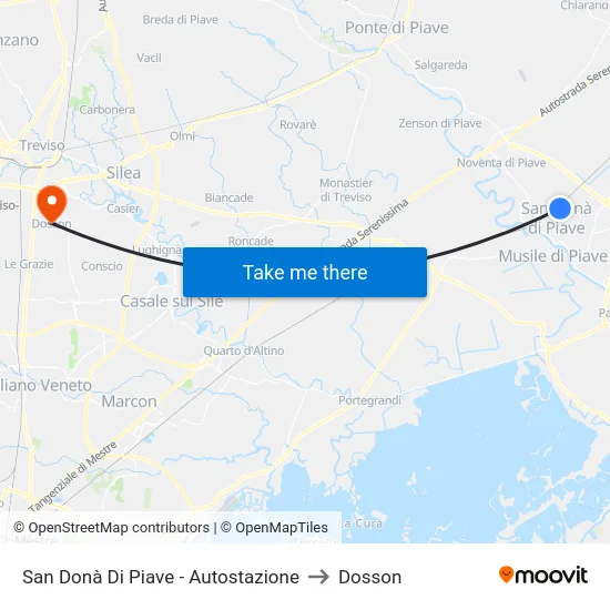 San Donà Di Piave - Autostazione to Dosson map
