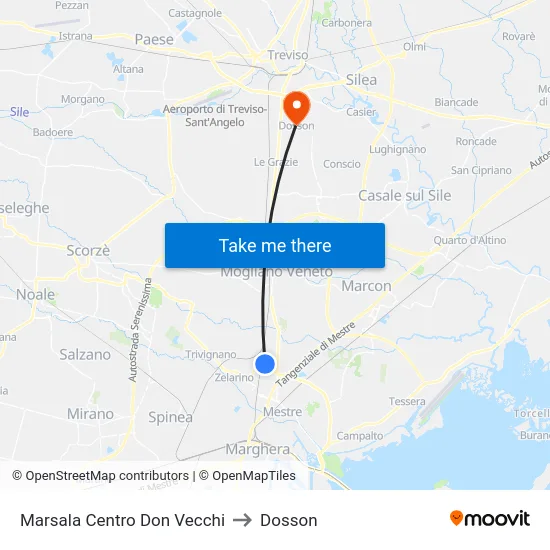 Marsala Centro Don Vecchi to Dosson map