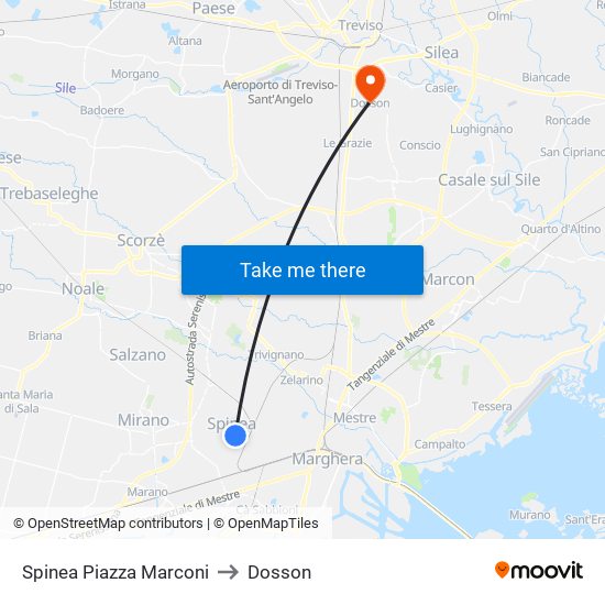 Spinea Piazza Marconi to Dosson map