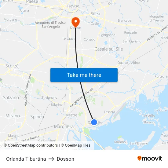 Orlanda Tiburtina to Dosson map