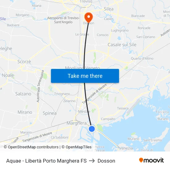 Aquae - Libertà Porto Marghera FS to Dosson map