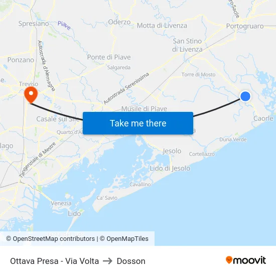 Ottava Presa - Via Volta to Dosson map