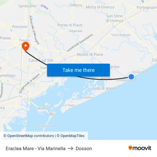 Eraclea Mare - Via Marinella to Dosson map