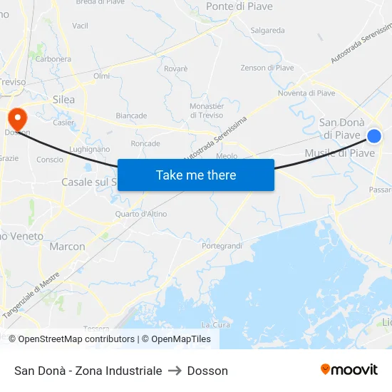 San Donà - Zona Industriale to Dosson map