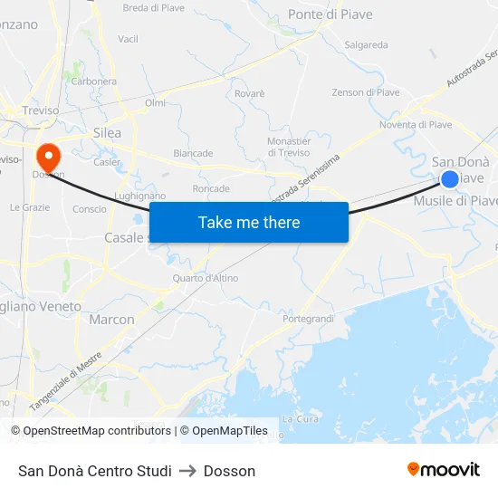 San Donà Centro Studi to Dosson map