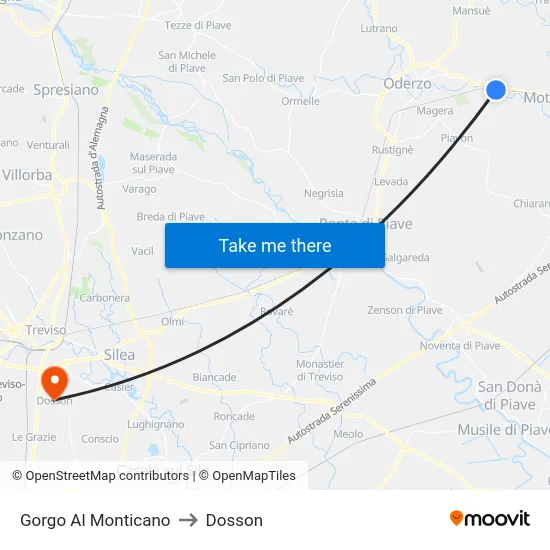 Gorgo Al Monticano to Dosson map